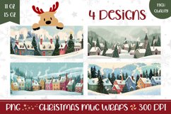 Christmas Village Mug Design, Christmas House Mug Template Product Image 1