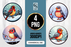 Red Robin Winter Bird Clipart Sublimation PNG Product Image 1