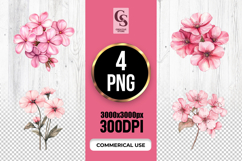 Pink Blossom Flowers Clipart Sublimation PNG Product Image 1