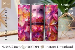 Colorful Lips Tumbler Design, Floral Tumbler Sublimation Product Image 1