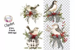 Christmas, Birds, Ephemera, PNG, watercolor, Clipart Product Image 1