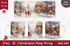 Watercolor Christmas City Mug, Coffee Christmas Sublimation Product Image 1