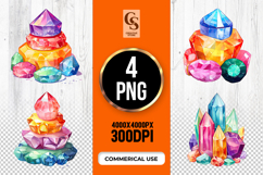 Colorful Crystal Gemstone Clipart Sublimation PNG Product Image 1