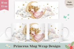 Princess Mug Wrap, Moon Mug Template, Stars Mug PNG Product Image 1