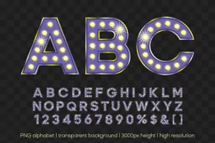 Very peri marquee letter with light PNG movie retro alphabet Product Image 1