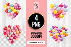 Colorful Heart Candy Shape Clipart Sublimation PNG Product Image 1