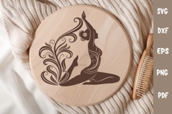 Floral Yoga Girl laser SVG PNG| Woman yoga pose svg Product Image 1