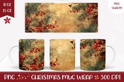 Floral Christmas Mug Template, Cozy Winter Mug Sublimation Product Image 1