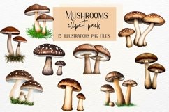 Vintage Watercolor Mushrooms, Junk Journal Mushroom Product Image 1