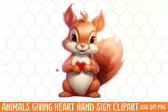 Animals Giving Heart Hand Sign, Watercolor Clipart Product Image 1