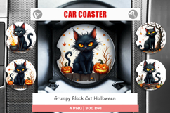 Car Coaster Grumpy Black Cat Product Image 1