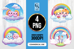 Rainbow Cloud Clipart Sublimation PNG Product Image 1