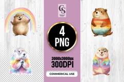 Cute Rainbow Prairie Dog Clipart Sublimation PNG Product Image 1