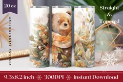 Winter Tumbler Wrap, Watercolor Bear Tumbler Sublimation Product Image 1