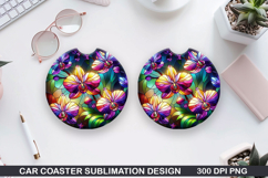 Flower Car Coaster Sublimation| Summer Coaster PNG Design Product Image 1