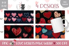 Knitted Love Hearts Mug Wraps, Valentine Mug Template Product Image 1
