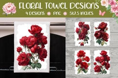 Floral Towel Designs, Watercolor Roses Towel Sublimation Product Image 1
