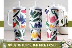 Abstract Tulips Tumbler Design, Flowers 40 Oz Tumbler PNG Product Image 1