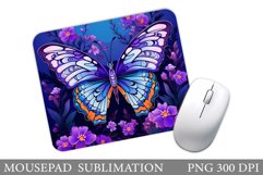 Butterfly Mouse Pad Design. Flowers Mouse Pad Template Product Image 1