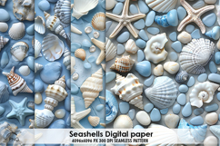 Seashells digital paper, background clipart Product Image 1
