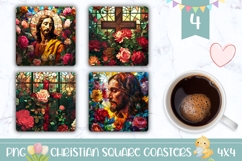 Christian Square Coasters, Jesus Christ Square Coasters Product Image 1