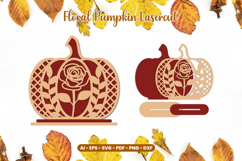 Autumn Floral Pumpkin Laser Cut SVG | Standing Fall Decor Product Image 1