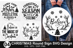 Christmas Round Sign Design - Christmas Door Sign Product Image 1