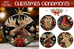 Christmas Round Ornament, Embroidery Christmas Designs Product Image 1