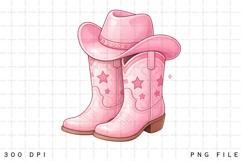 Pink Cowgirl PNG: Western Boots, 'Let's Go Girls' Design Product Image 1