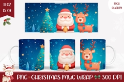 Cartoon Santa Claus Mug Sublimation, Cute Christmas Deer Mug Product Image 1