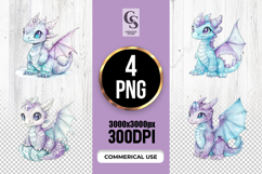 Cute Pastel Crystal Dragon Watercolor Clipart PNG Product Image 1