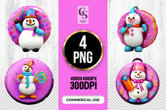 Cute Snowman Donut Clipart Sublimation PNG Product Image 1