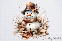Watercolor Snowman Christmas Clipart PNG Product Image 1