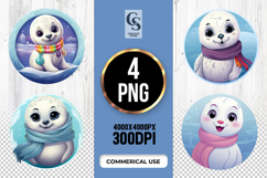 Cute Seal Scarf Clipart Sublimation PNG Product Image 1