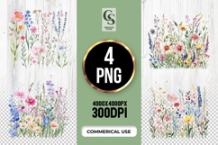 Wildflower Meadow Clipart Sublimation PNG Product Image 1