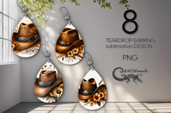 Western | american Teardrop earring sublimation design Product Image 1