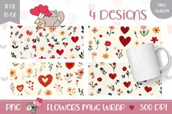 Knitted Flowers Mug Designs, Love Hearts Mug Sublimation Product Image 1
