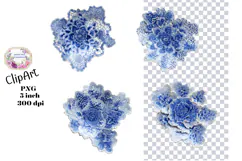Blue Toile, Ephemera, PNG, Clipart, Junk Journal, flowers Product Image 1