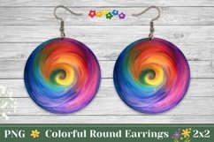Colorful Round Earrings Design, Rainbow Swirl Round Earring Product Image 1