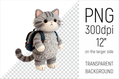 Knitted Graduation Cat | Cute School Animal Clipart Product Image 1