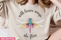 With brave wings she flies PNG, Retro Dragonfly Sublimation Product Image 2