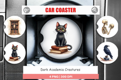 Car Coaster Watercolor Dark Academia Creatures Product Image 1