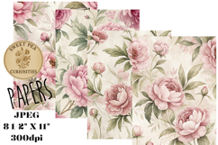 Shabby Chic, Pink, Paper, Floral, Papers, Junk Journal Product Image 1