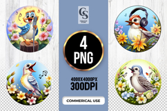 Cute Singing Birds Clipart Sublimation PNG Product Image 1
