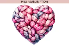 Valentine knitted heart png design for T-shirts Product Image 1