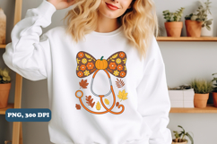 Floral Pumpkin Fall Png sublimation design, PNG Product Image 2