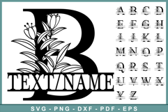 Monogram Alphabet Font Split Letters Floral SVG Cut Files Product Image 1