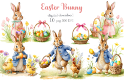 Easter Bunny Clipart PNG Bundle. Spring Easter Clipart Desig Product Image 1