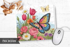 Butterfly Blossom Jigsaw Mouse Pad PNG Design Product Image 1