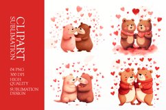 Cute bear valentine day clipart sublimation png Product Image 1